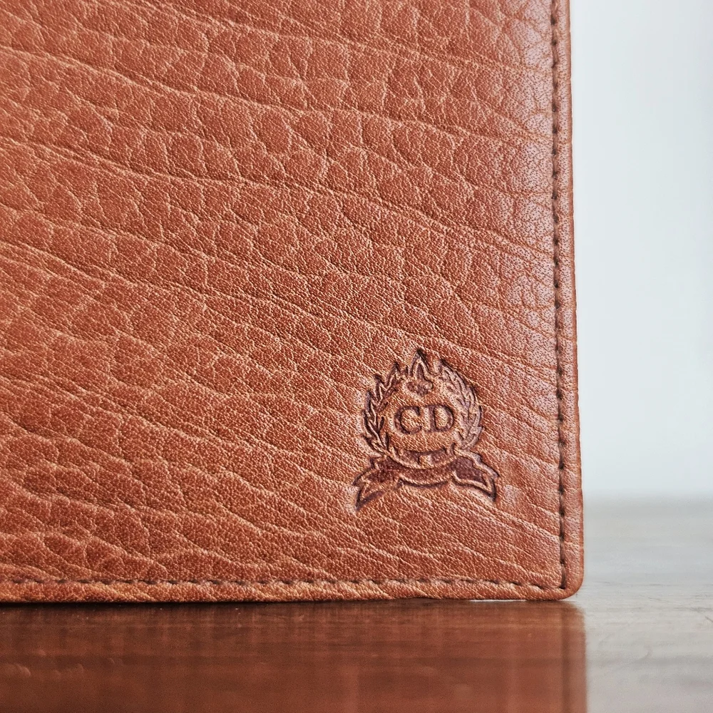 Rare Christian Dior Vintage Pebbled Leather Bifold Wallet Made in Spain CD Logo